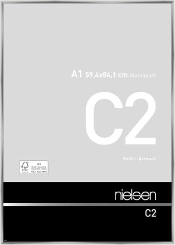 nielsen Bilderrahmen, 59,4 x 84,1 cm (A1), Aluminium, Silber glanz, Posterrahmen zum Aufhängen im Hoch- & Querformat, Echtglas, C2