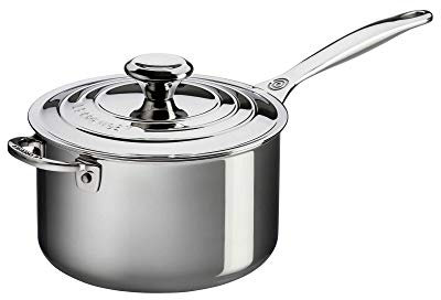 Le Creuset Evolution Cazo de acero inoxidable con tapa y asa auxiliar, 3 capas, diámetro 20 cm, 3.8 L