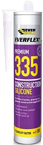 Everbuild Everflex 335 Premium Construction Silicone Sealant – Low modulus Sealant – Quick Curing – Anti-Mould – Grey – 295ml
