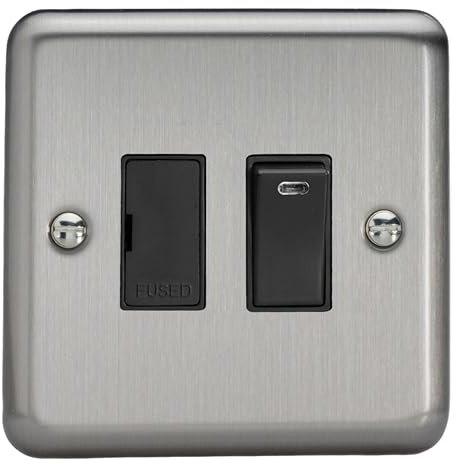 Varilight - 1G 13A Switched Fused Spur with Neon Matt Chrome - XS6NB