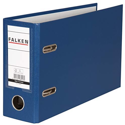 Original Falken PP-Color Kunststoff-Ordner Sonderformat. Made in Germany. 8 cm breit DIN A5 quer mit Wechselfenster blau Kontoauszug Ringordner Aktenordner Briefordner Büroordner Plastikordner