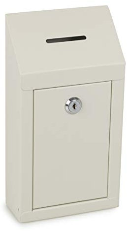 Metal Donation & Collection Box - Secure Suggestion Box with Top Coin Slot, Lock & 2 Keys - Easy Wall or Counter Mount