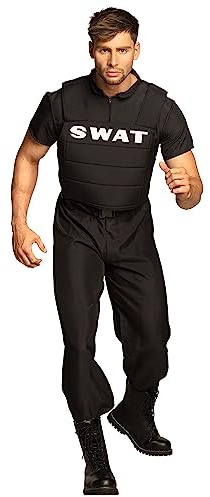 Boland - Kostüm für Erwachsene SWAT Officer, Anzug und Weste mit Aufdruck, Polizei, Special Agent, Set, Karneval, Mottoparty