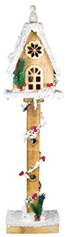 The Christmas Workshop 82740 Snow Topped Wooden Treehouse | Indoor Christmas Decorations | 5 Warm White LED’s | Battery Powered | 70cm x 15cm x 11cm, Wood, 70cm Tree House