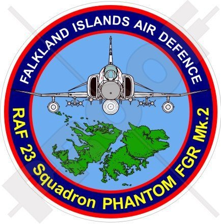 F-4 Phantom FGR Mk. 2 RAF Nr. 23 Squadron Falklandinseln Air Verteidigung, British Royal Luftwaffe UK 88,9 cm (90 mm) Vinyl Aufkleber, Aufkleber