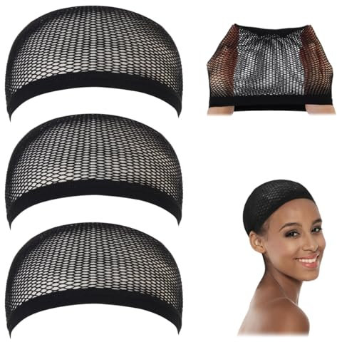 Dreamlover Schwarz Perückenkappen, Haarnetz für Perücken, Wig Cap for Women, 3 Stücke