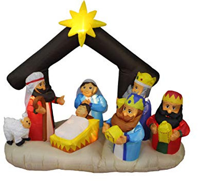 BZB Goods Aufblasbare Weihnachtskrippe mit Dreikönigs-Dekoration, 1,8 m lang
