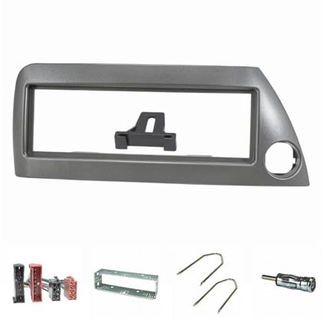 tomzz Audio 2415-012 Radioblende Set kompatibel mit Ford KA RBT Bj.1996-2008 Silber-metallic mit Radioadapter ISO Antennenadapter ISO DIN Entriegelungsbügel Einbauschacht