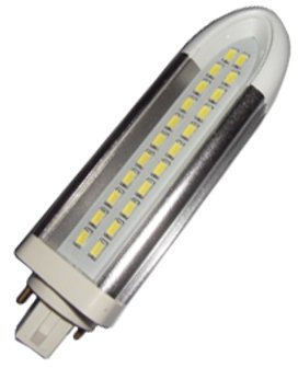 Ampoule PL LED 12 W G24d de 2 Pin de lumière chaude 3000 K 1200lm.
