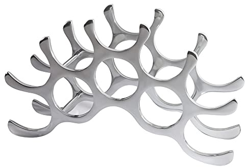 Riess Ambiente Weinregal Flame 48cm - Silber - Aluminium 10 Flaschen Design | Montiert geliefert, Wohnzeitschriften, pflegeleichte Oberfläche, leichter Zugriff, modernes Ambiente