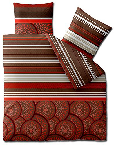 aqua-textil Spirit Bettwäsche 200 x 200 cm 2teilig Baumwolle Satin 4-Jahreszeiten Bettbezug Dorit rot braun