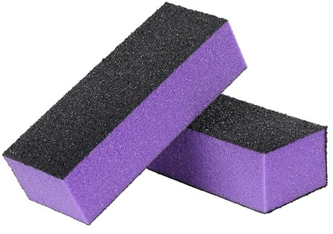sourcing map 4 Way Nail File, 2 Pcs Nail Buffer Sanding Block Manicure Art Tool Shiner Polisher for Women and Men, Sponge Nail Polishing Tool Kits for Professional Salon Home Use, Black Purple