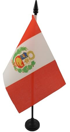 AZ FLAG - Tischflagge Peru - 15x10 cm - Peruanische Tischfahne 10 x 15 Cm - Flaggen