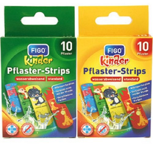 2 * Figo Pflaster Wundverband Kinder 10er Strips Zoo Motive