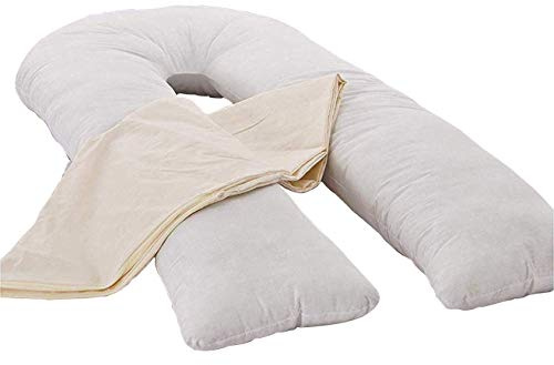 Lancashire Bedding Premium U Shaped Maternity Pregnancy Pillow with FREE Cover - Filled with GOOSE DOWN alternative - MADE IN THE UK