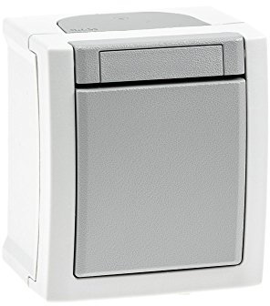 Aufputz Kreuzschalter Feuchtraum IP54, Modell Pacific, grau