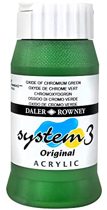 Daler-Rowney System3 Acrylic Paint, Plastic Pot, 16.91oz - 500 ml, Oxide of Chromium Green
