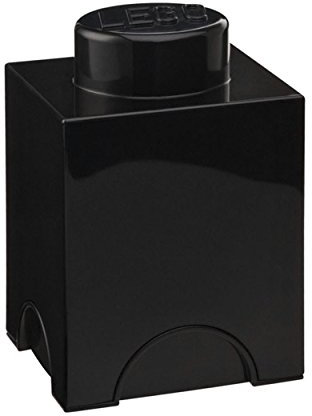 LEGO Storage Brick 1 Knob Black, Stackable Box With Lid, 1.2l - Desk and Room Storage, Toy Box, Home Decor