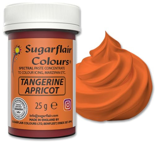 Sugarflair Food Colouring Paste Tangerine Apricot Orange, Concentrated Spectral Food Colouring for Buttercream, Sugar Paste, Royal Icing, Cake Mixes, Macarons and More! - 25g