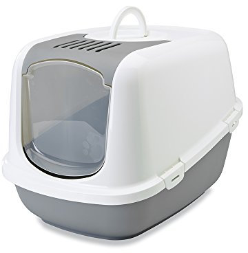 Nestor Jumbo Cat - Inodoro (66,5 x 48,5 x 46,5 cm), color blanco y gris frío