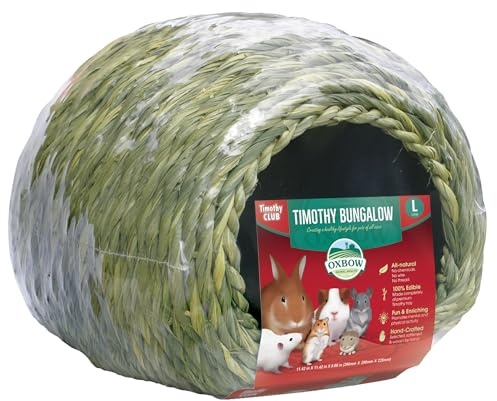 Oxbow Timothy Hay Bungalow, Rabbit & Guinea Pig Hideout, Edible & Hand-Woven Bunny House, No Wires or String, Small Pet Accessories, for Rabbits, Guinea Pigs, Chinchillas & Rats, Large
