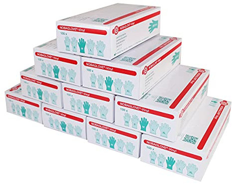 Nobaglove Vinyl Puderfrei Einmalhandschuhe, Größe M, 10 x 100 = 1000 Stück