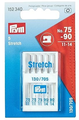 Prym 152340 Nähmaschinennadeln 130/705 Stretch, 75 und 90, silberfarbig, No, No. 75 +90