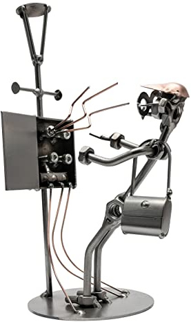 STEEMO Schraubenmännchen Elektriker Handwerker Geschenk Metall-Deko 13x12x24 cm