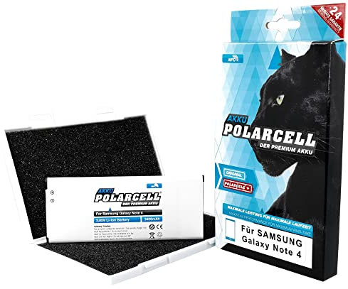 PolarCell NFC Akku für Samsung Galaxy Note 4 SM-N910F | ersetzt Original-Akku EB-BN910BBE - EB-BN910BBU EB-BN910BBK | 3400mAh Starke Ersatz-Batterie | selektierte A+ Qualitätszellen