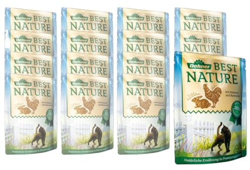 Dehner Best Nature Katzenfutter, Nassfutter, für ausgewachsene Katzen, Wildkaninchen / Huhn / Amarant, 16 x 85 g Beutel (1.36 kg)