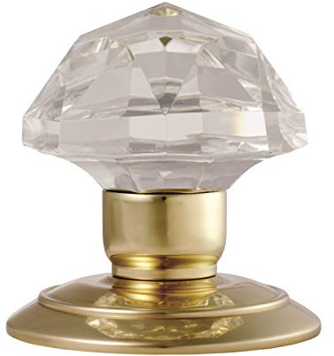 Polished Brass & Glass MORTICE KNOB