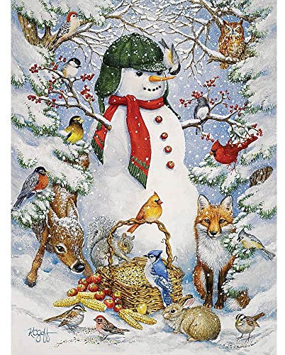 Bits and Pieces - Woodland Snowman - 500 Age 3+ Piece Jigsaw Puzzle for Adults - by Artist Kathy Goff - 500 pc Jigsaw