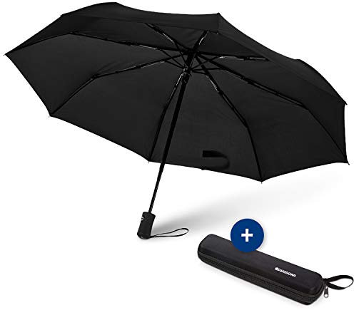 SWISSONA Ombrello antivento, pieghevole, automatico | Ombrello con astuccio da viaggio, leggero e compatto, outdoor