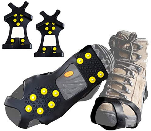 Limm Ice Snow Traction Cleats - Medium Lightweight Crampon Cleats for Walking on Snow & Ice - Portable Anti Slip Grippers Fasten Quickly & Easily Over Shoes, Boots and Other Footwear
