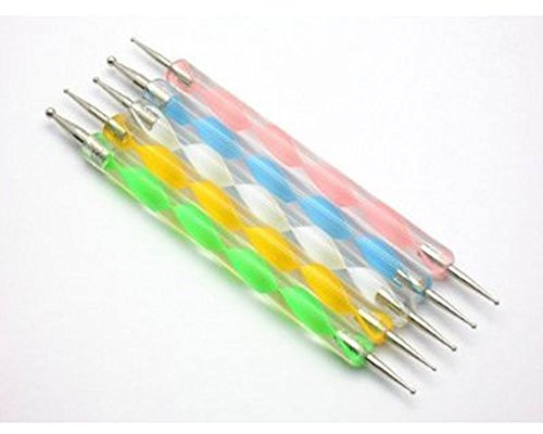 Healthy Clubs Nail Art Dotting pens, Set of 5 double ended marbleizing tool