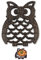 Cast Iron Owl Trivet - Decorative Trivet For Kitchen Counter or Dining Table Vintage, Rustic, Artisan Design - 20x15.3 cm - With Rubber Pegs/Feet - Recycled Metal