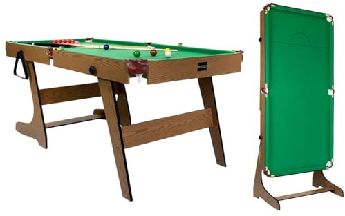 CHARLES BENTLEY Pool Table, 6FT Premium, Pub Style, Snooker Table, Pool, Games Table, Family, Entertainment, Folding Leg, Two Cues, Cue Chalk, Triangle, Brush, Balls, Billiards (183x91.4x78.4cm)