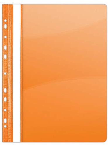 DONAU 1704001PL-12 Plastik Schnellhefter Gelocht A4 Orange, Sichthefter Kunststoff Strapazierfähigem PVC Hart Glasklares Deckblatt Klemmmappe für Büro und Schule, Eurolochung | 10er Pack