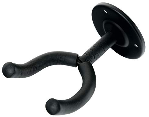 Classic Cantabile Gitarrenwandhalter (universal geeignet für E-Gitarre, Konzertgitarre, E-Bass, Akustik Bass, Moosgummipolsterung) Schwarz