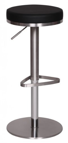 Wohnling Barhocker WL1.293 Schwarz Edelstahl höhenverstellbare Sitzhöhe 57-82 cm, Barstuhl Modern 360° Drehbar, Tresenhocker mit Standfuß, Design Bistrohocker Hoch, Tresenstuhl-Sitz Gepolstert