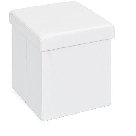 Inter Link – Aufbewahrungsbox mit Deckel - Faltbox – Waschbare Boxen - Polyurethan – Kunstleder – Kisten – Für Kleidung, Spielzeuge – Stauraum – 38 x 38 x 38 cm – Weiß– Setti