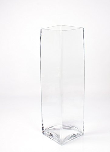 innaGLAS Grand Vase carré Jack en Verre, Transparent, 14x14cm, 49cm - Vase en Verre Transparent - Vase Design