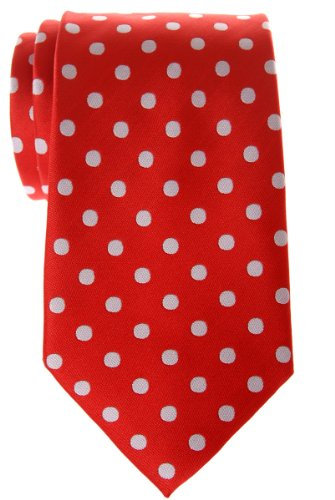 Retreez Herren Gewebte Krawatte Klassische Punktmuster 8 cm - rot mit weiß punkten