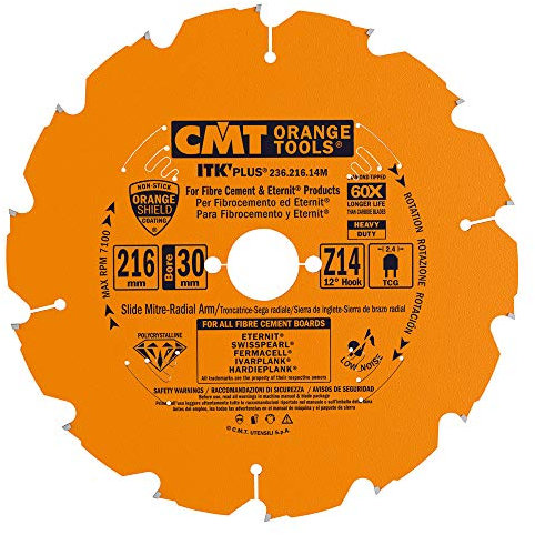 CMT ORANGE TOOLS 236.216.14M - KREISSÄGEBLATT AUS DIAMANT FÜR FASERZEMENT 216X2.4X30 Z14 TCG