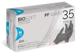 Glovely Guanti da esaminazione, monouso in nitrile senza polvere, Neri M