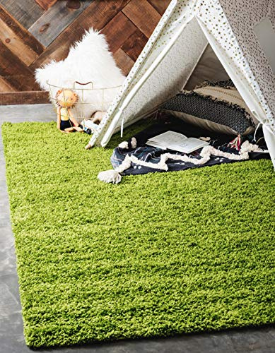 Unique Loom Solid Shag Collection Area Rug (4' 1 x 6' 1 Rectangle, Grass Green)
