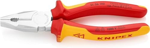 KNIPEX Kombizange Chrom-Vanadin isoliert mit Mehrkomponenten-Hüllen, VDE-geprüft verchromt 190 mm, 01 06 190