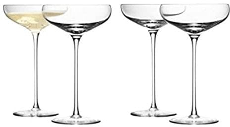 LSA International Wine Champagne Saucer 300 ml Clear | Set of 4 | Mouthblown and Handmade Glass | WI08