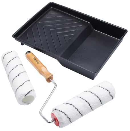 ProDec Advance 9 inch x 1.75 4 piece Twin Medium Pile Microfibre Woven | Cage Frame and Tray Set for Painting with Emulsion Paints on Interior Walls and Ceilings, 9