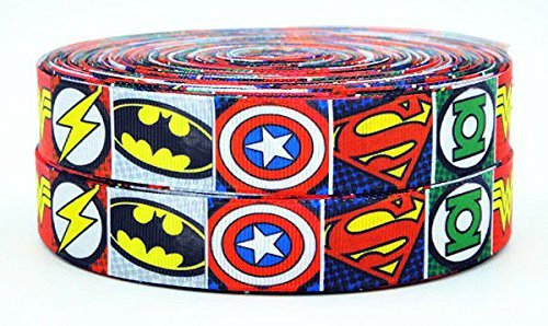 2m x 22mm Wide Superhero Character Ribbon for Personalised Birthday Cake Decoration Ribbon Decorating Ideas for Present Gift Wrap Bows or Wrapping Bags Box Cards Art Craft Toppers